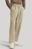 Men Beige Korean Style Trouser Plain Relaxed Fit Korean Pant DaVanchy