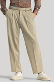 Men Beige Korean Style Trouser Plain Relaxed Fit Korean Pant DaVanchy