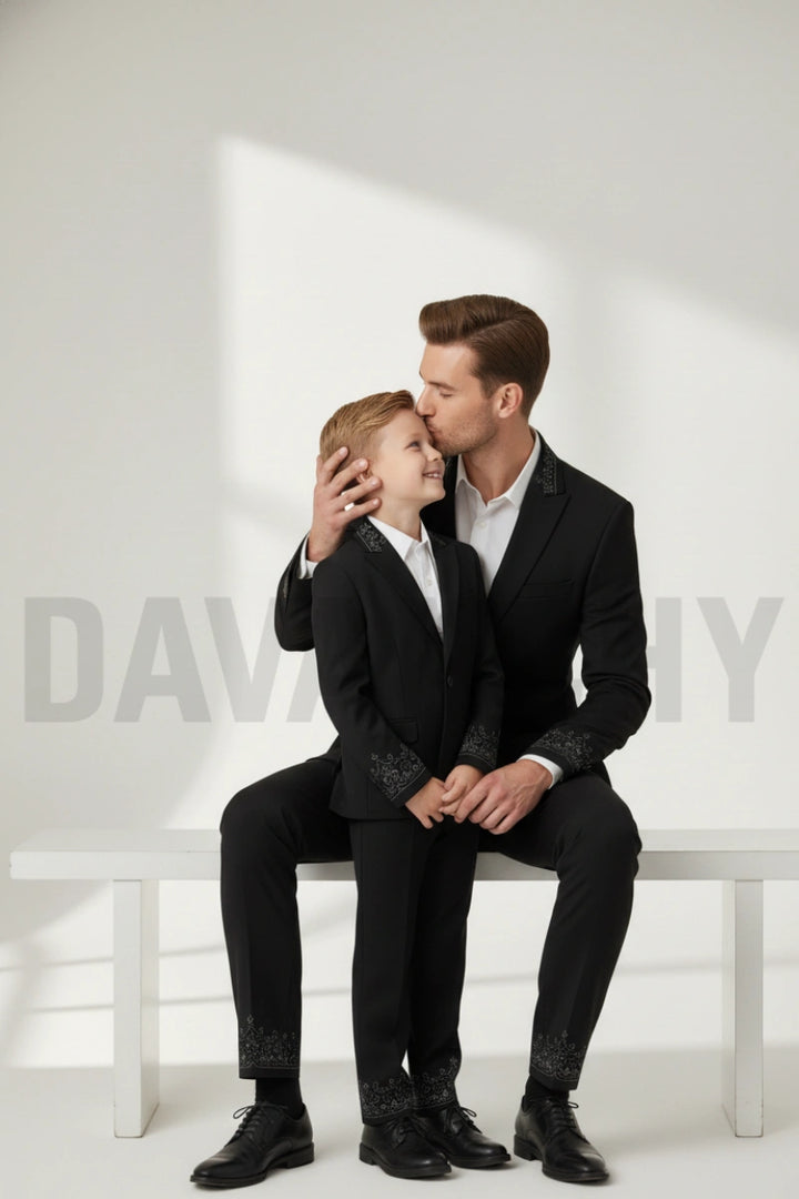 Designer father son two piece suit-Front