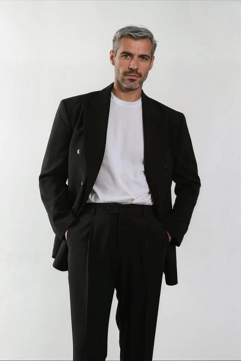 Stylish black loose fit suit-Front