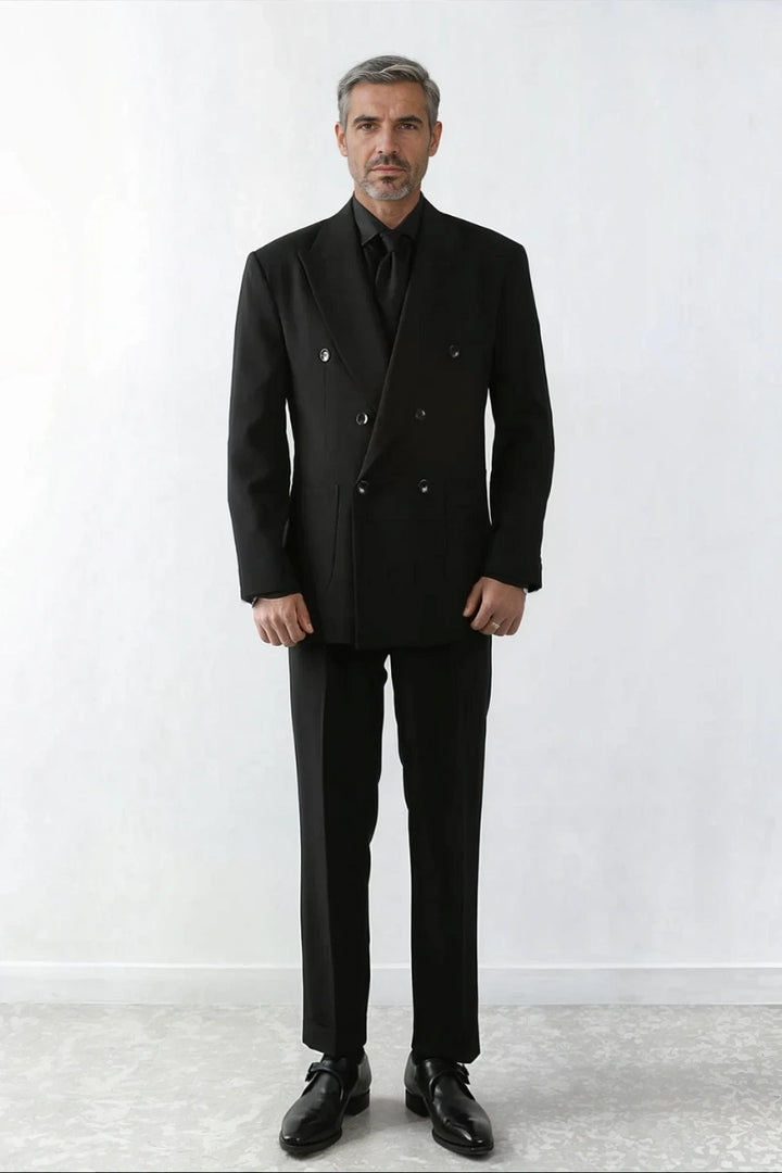 Timeless black double breasted suit-Front