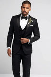 DaVanchy Black Three Piece Tuxedo Prom Wedding Suit Party Wear Groomsmen Tailoring Gift For Him