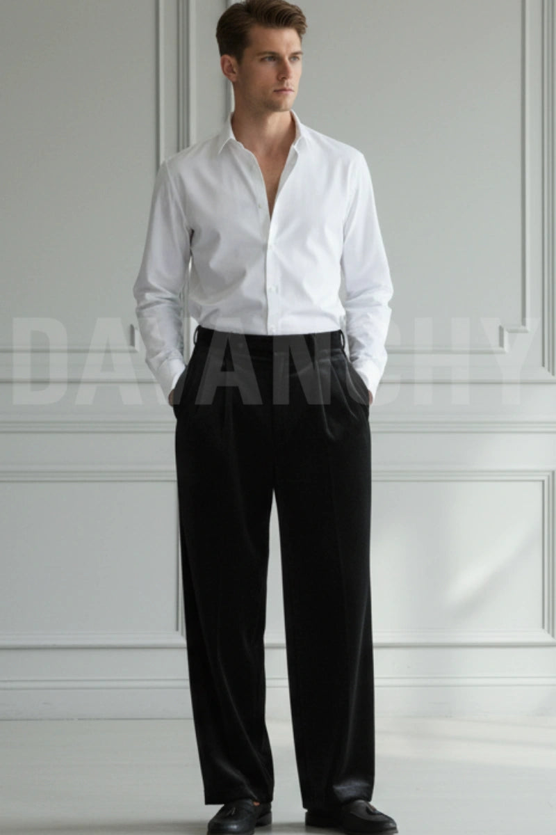 Elegant wide leg pants for men formal outfit styling-Front