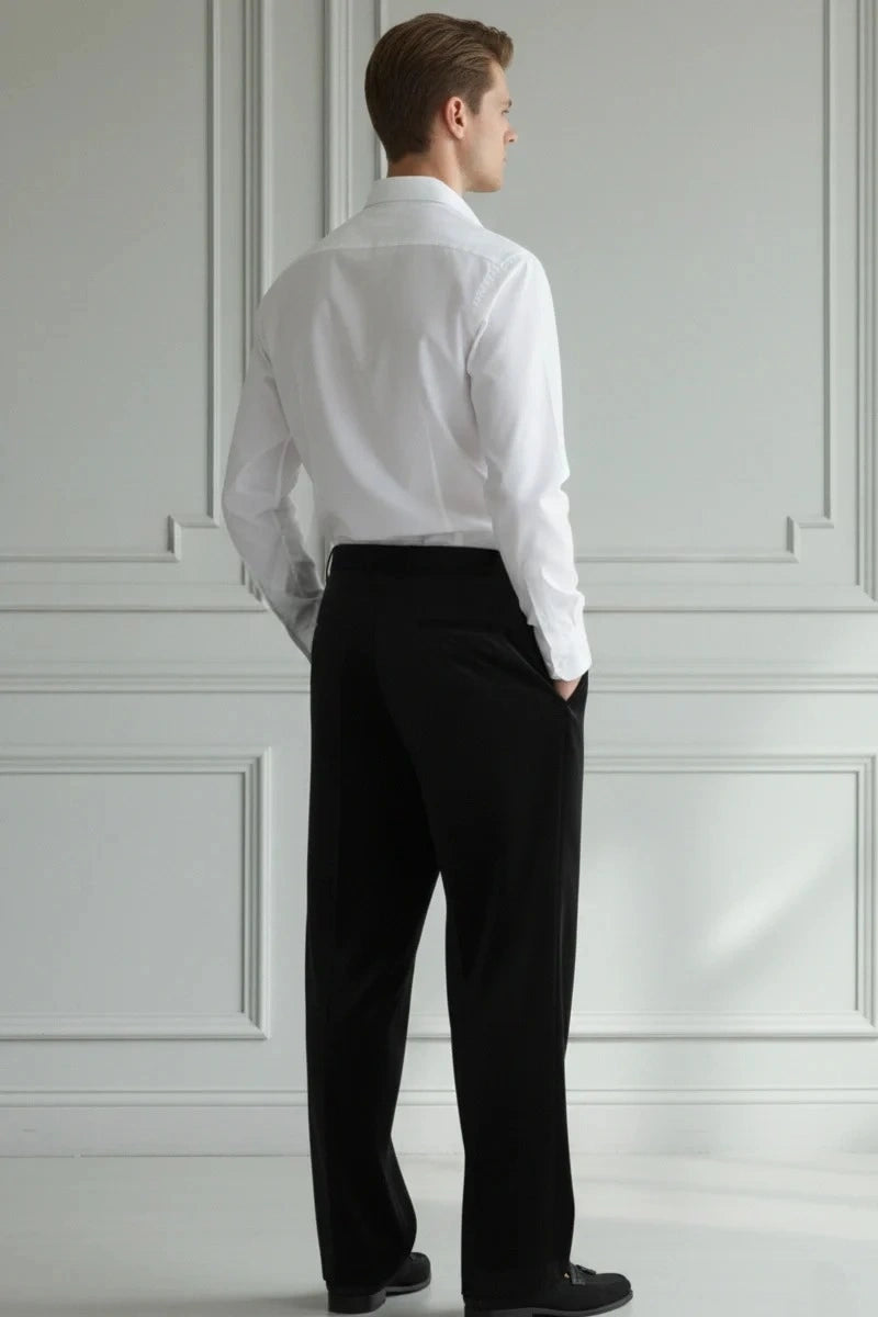 Black Velvet High Waist Trouser For Men -Back