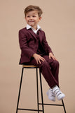 Kids Formal Suit Wedding Coat Pant Boys Wine Three Piece Suit DaVanchy