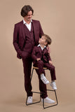 Kids Formal Suit Wedding Coat Pant Boys Wine Three Piece Suit DaVanchy