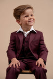 Kids Formal Suit Wedding Coat Pant Boys Wine Three Piece Suit DaVanchy