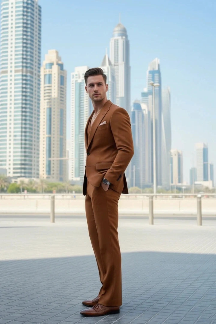 Rust Elegant Groomsmen Suit for Wedding Wear -Side