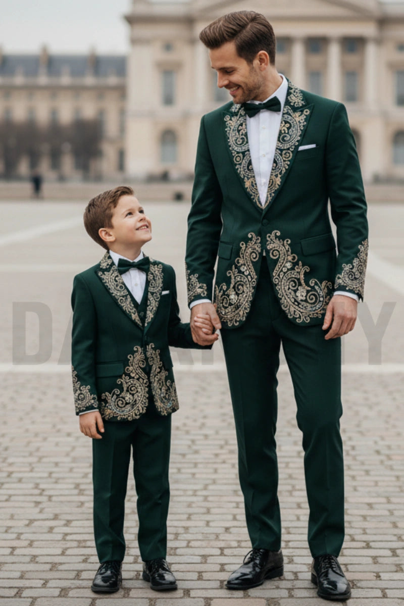 Men Emerald Green Two Piece Suit-Front