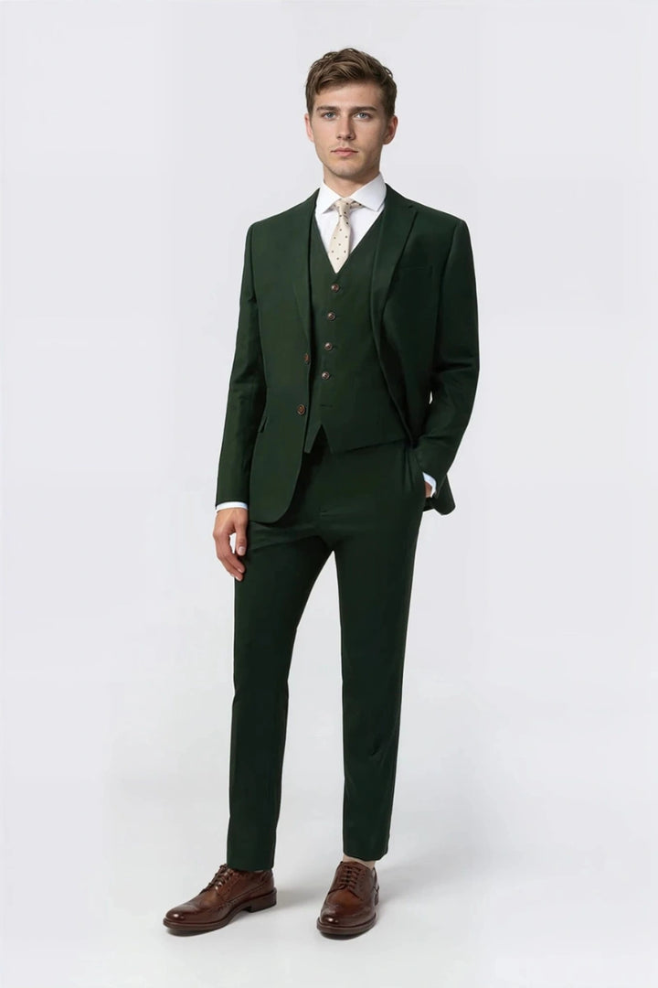 Elegant Emerald Green Suit For Men-Front