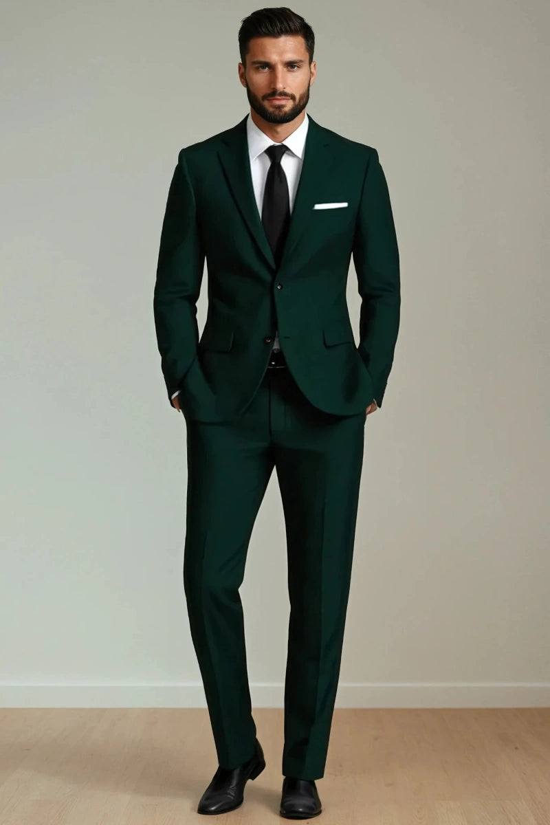 men emerald green single-breasted suit-Front