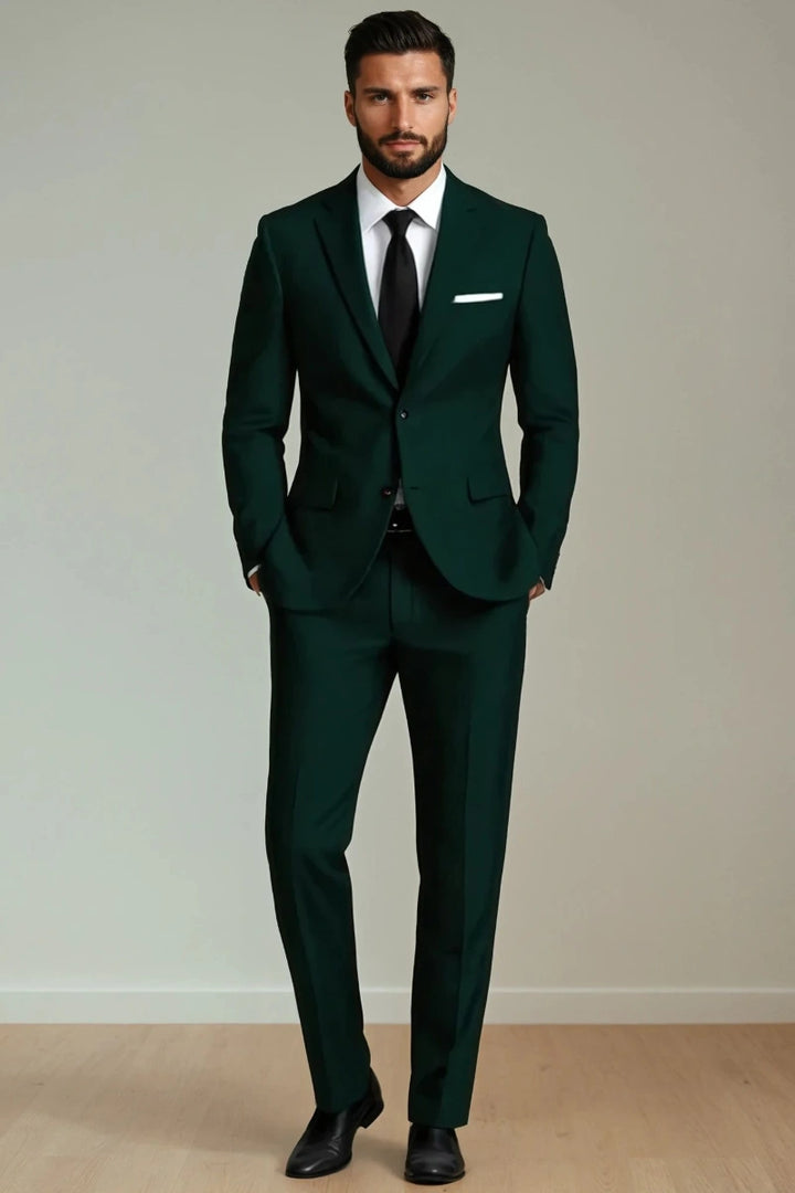 men emerald green single-breasted suit-Front