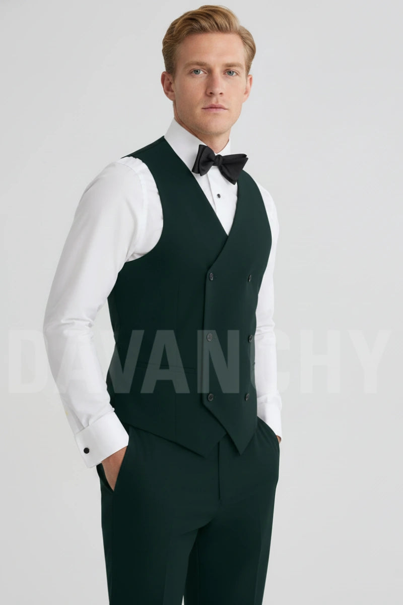 Premium Formal Emerald Green Waistcoat-Side