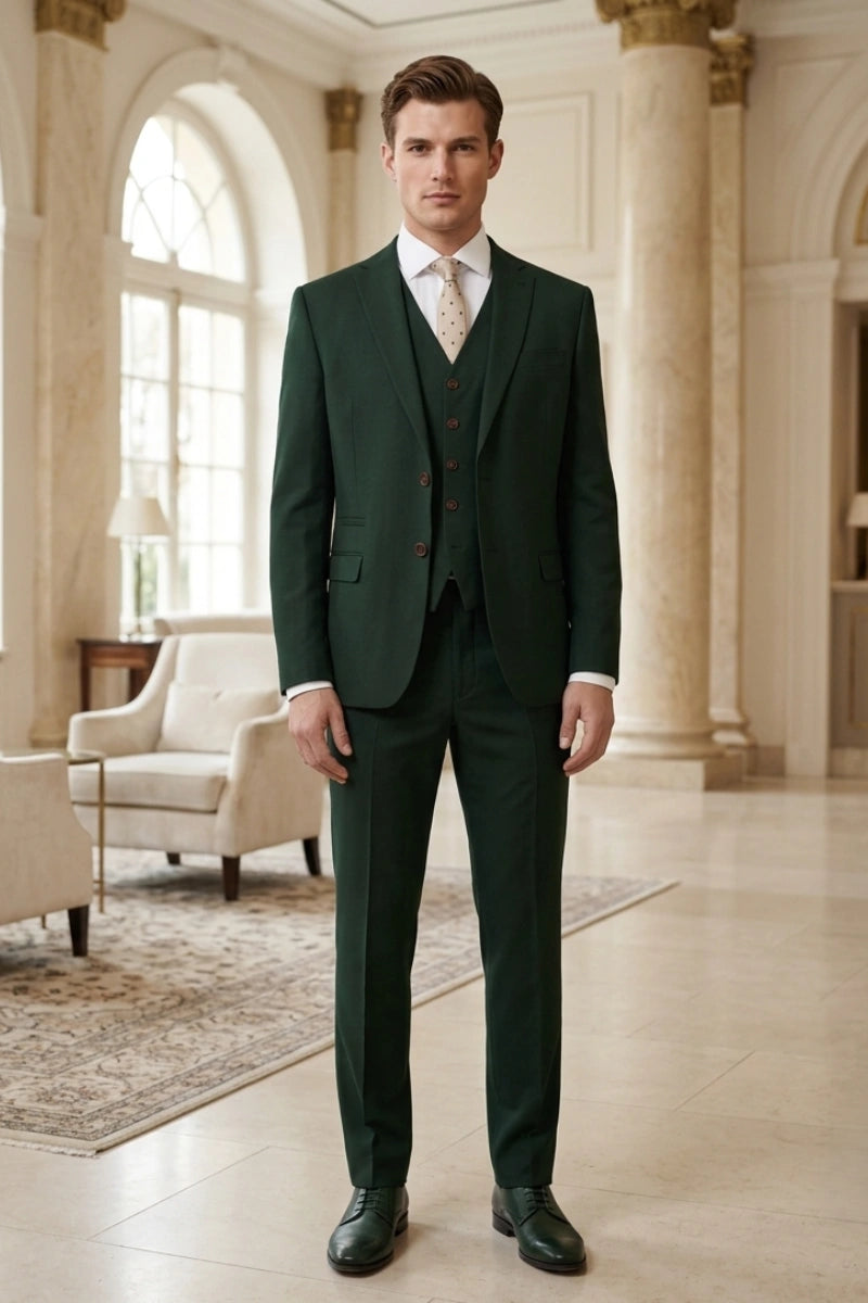 Men's Emerald Green 3-Piece Suit (Front)