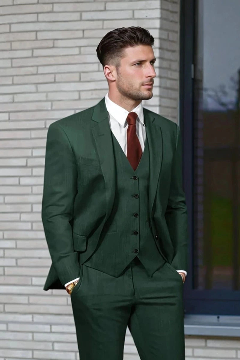 Emerald Green Three-Piece Formal Suit For Men | Premium Unique Outfit DAVANCHY Emerald Green Three-Piece Formal Suit For Men | Premium Unique Outfit DAVANCHY