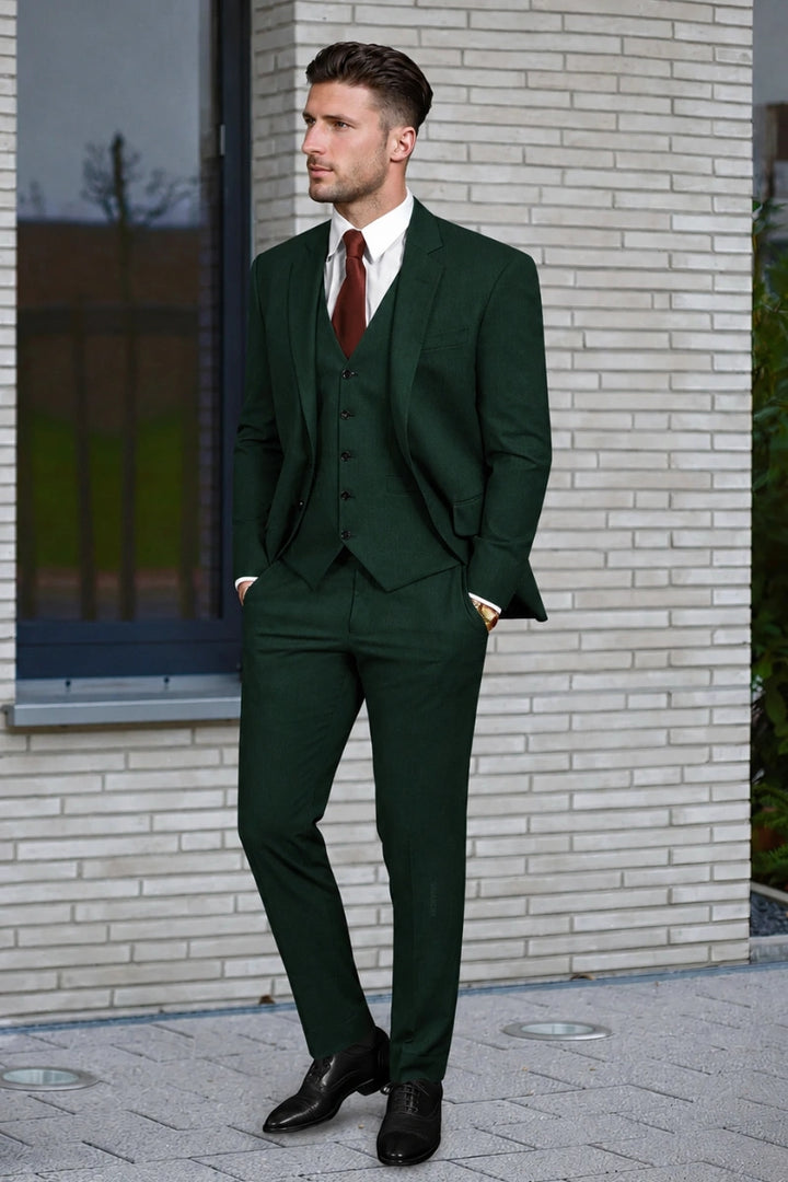 Men Three-Piece Emerald Formal Suit-Front
