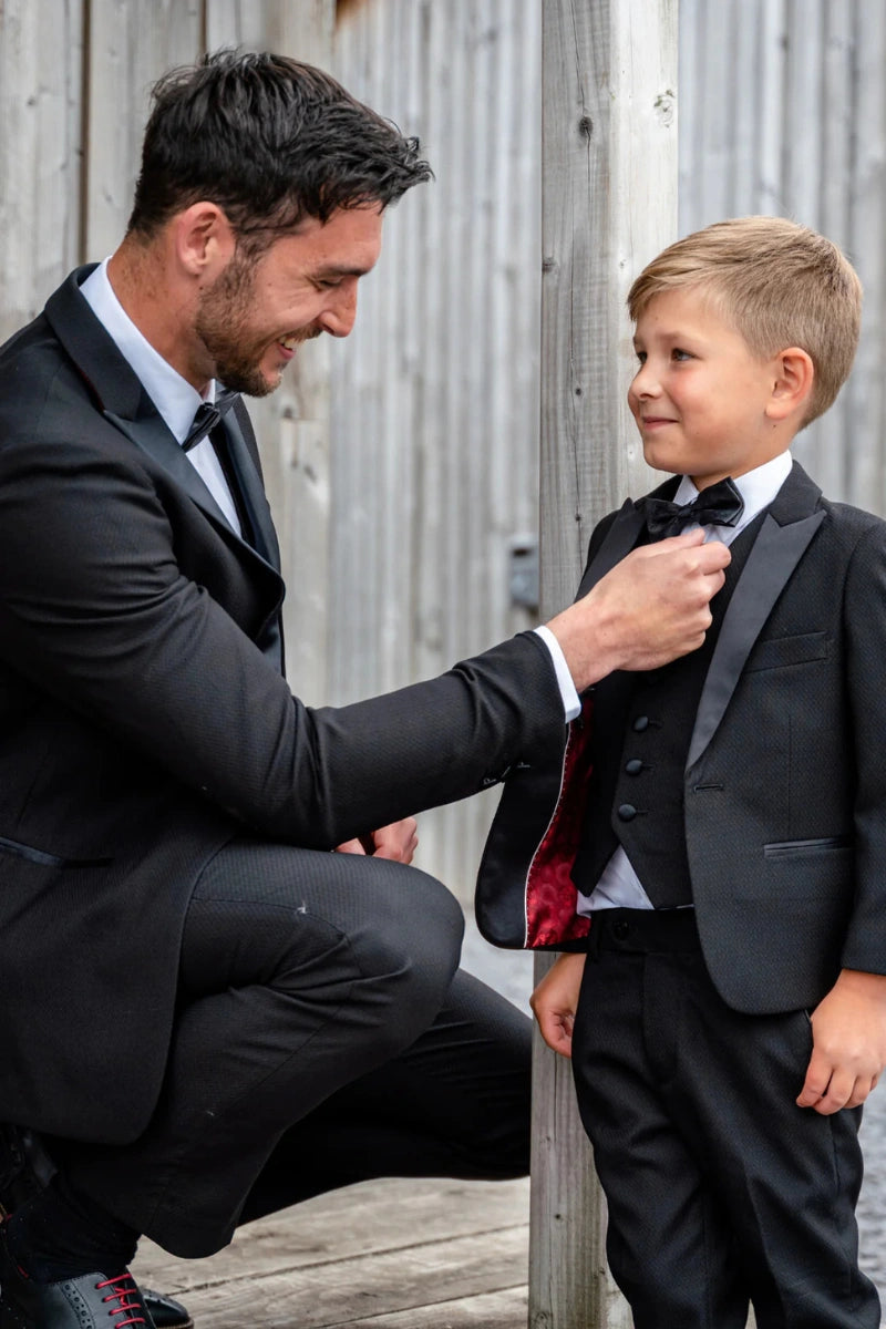 Father Son Duo Suit Black Tuxedo Three Piece Suit Matching Outfit 42 / 32 Father Son Duo Suit Black Tuxedo Three Piece Suit Matching Outfit 42 / 32