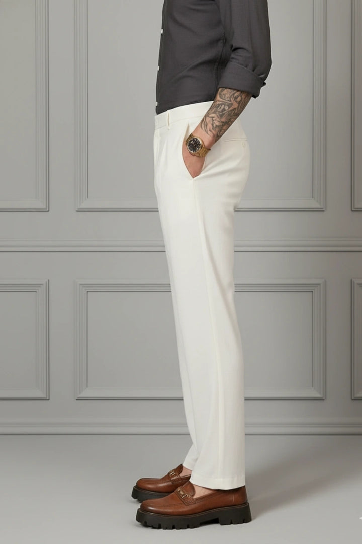 Men Off White Party Wear Trouser (Side)