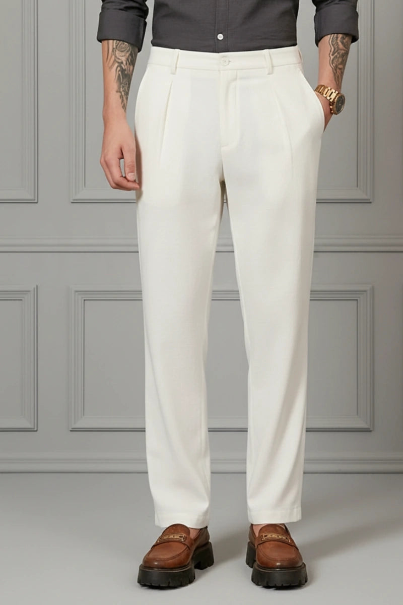 Men's Off White Formal Pants (Front)