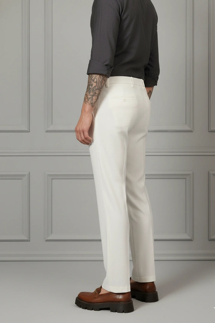 Off White Pleated Pants For Men&