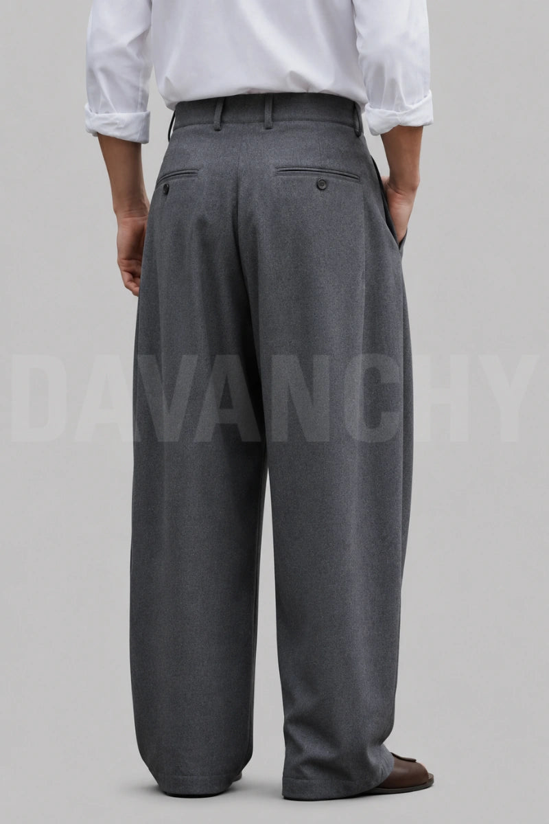 Wide leg formal pants for men-Back