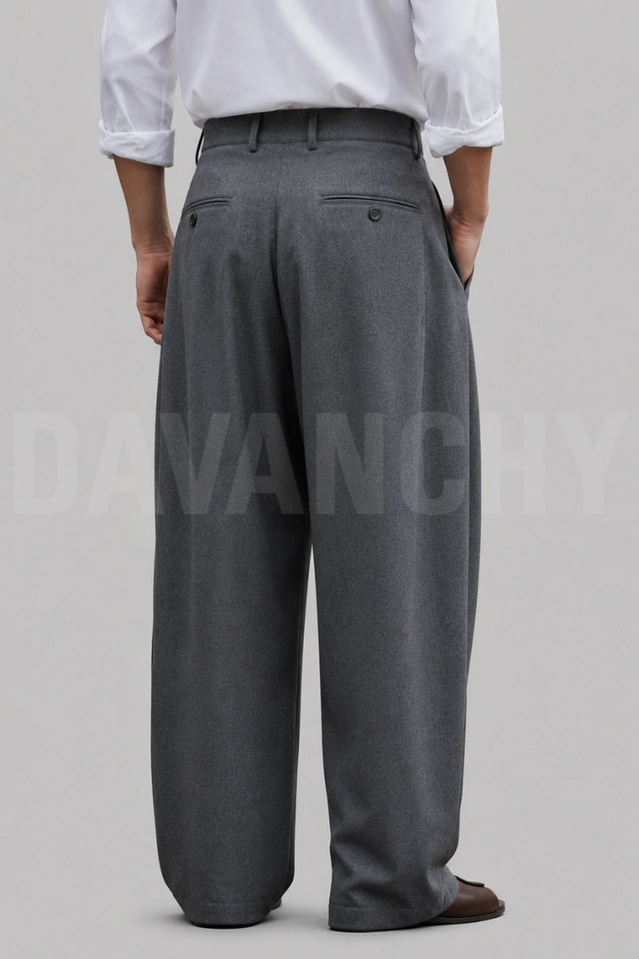 Wide leg formal pants for men-Back