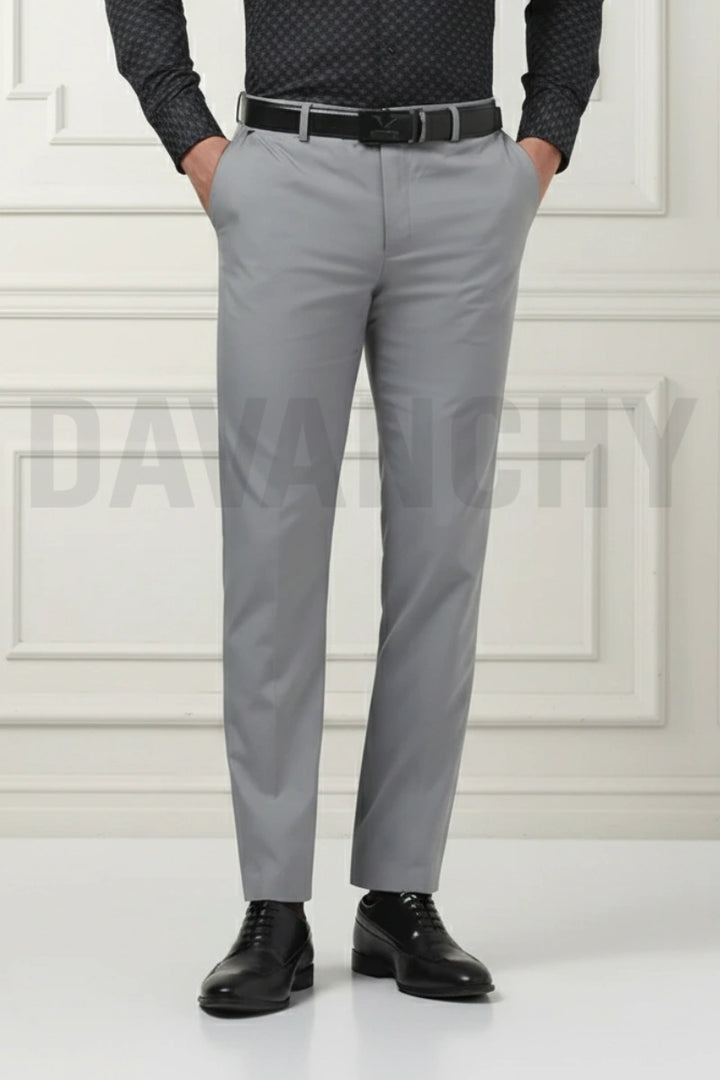 Men’s light grey formal trousers front-Front