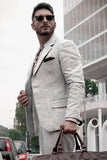 Men Linen Summer Suit Wedding Suit Formal Bespoke Suit Grey DaVanchy