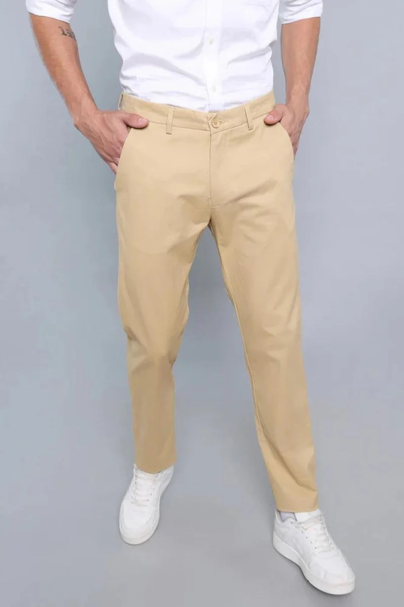 Men Formal Pant Cream Office Pant Party Wear Trouser Him DaVanchy