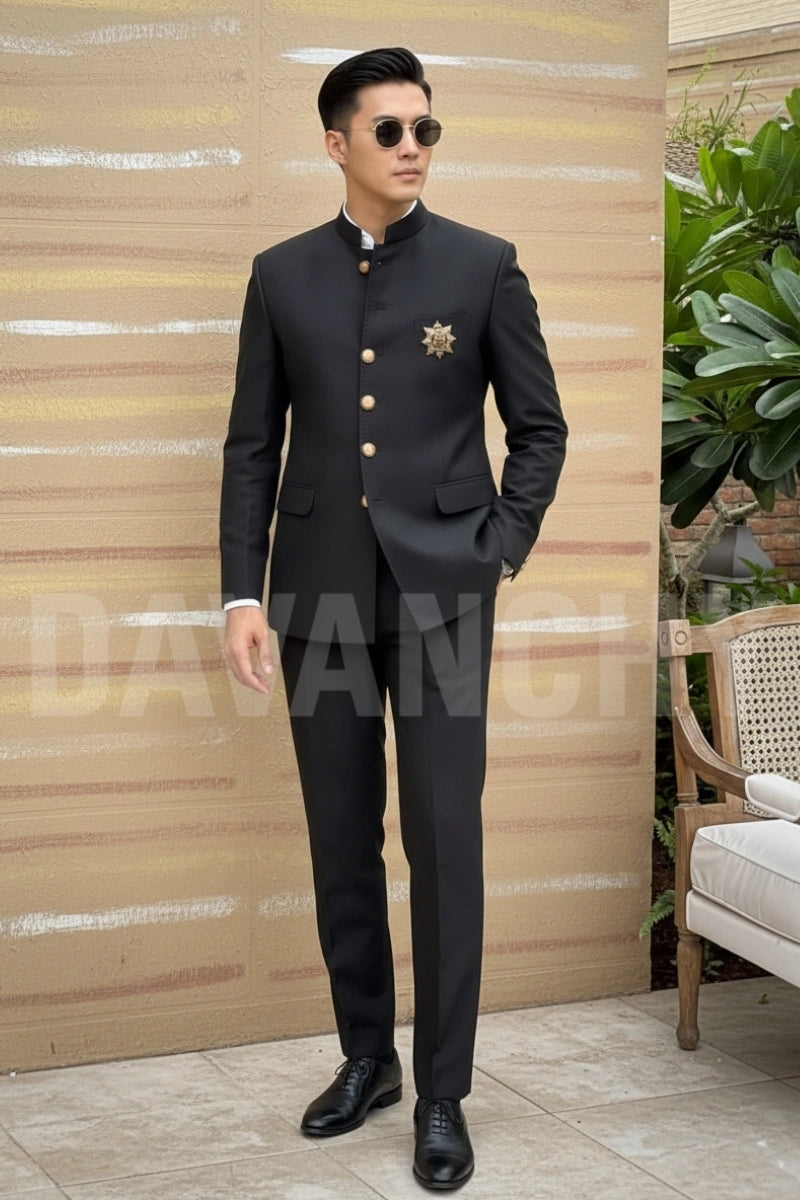 Men Bandhgala Two Piece Suit- Front