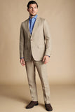 Men Beige Linen Suit Summer Linen Wear Classic Suit Prom  DaVanchy