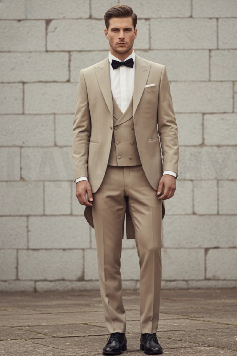 Beige Vintage Suit Men-Front