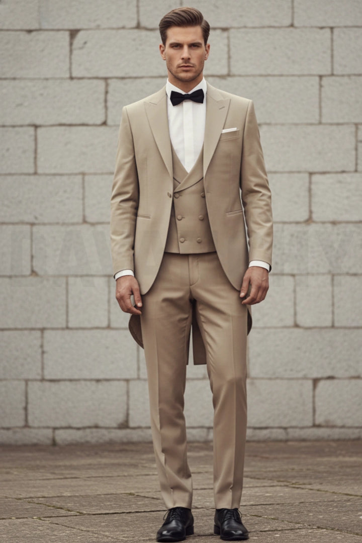 Beige Vintage Suit Men-Front