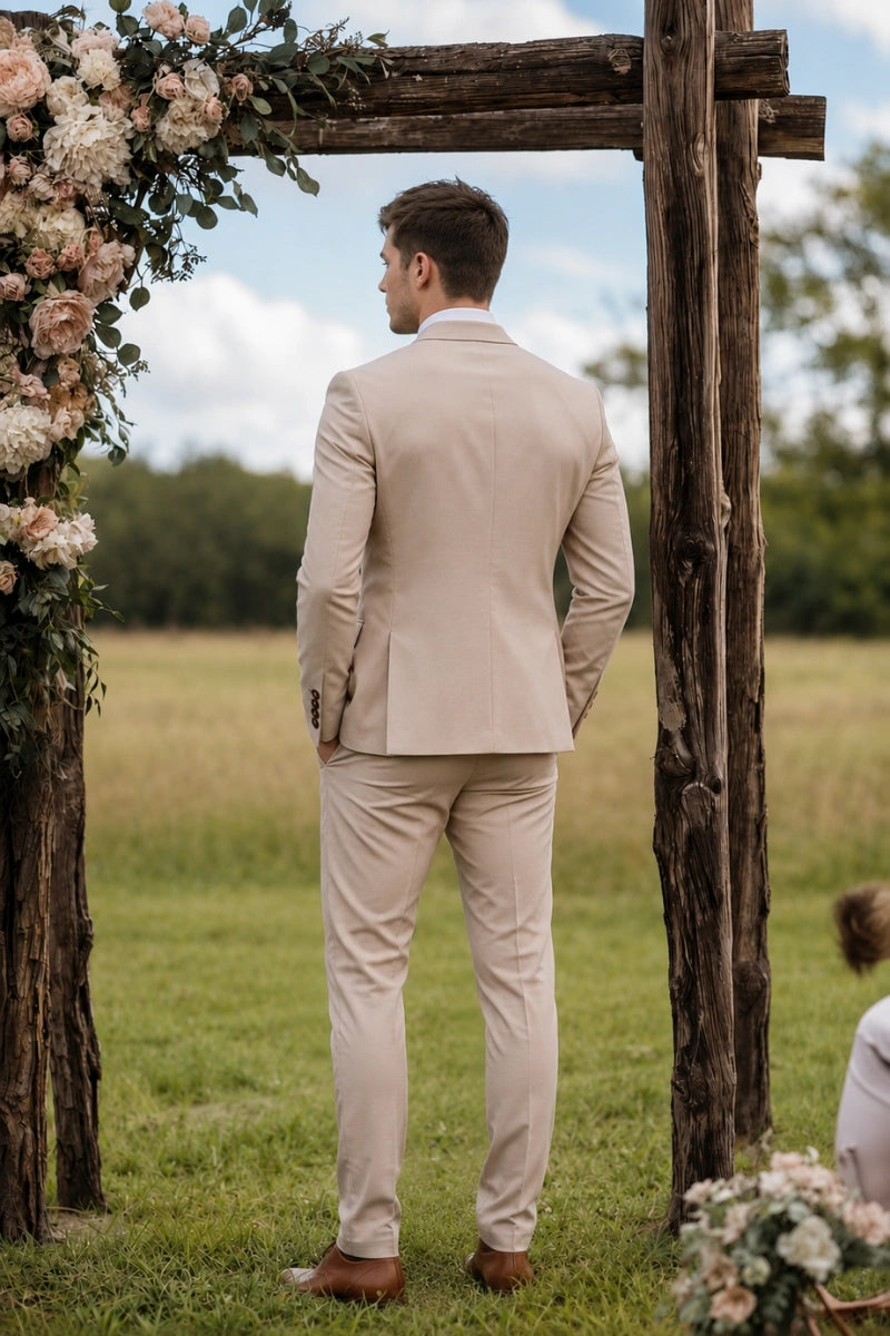 Men blazer, waistcoat and pants set-Front-Back