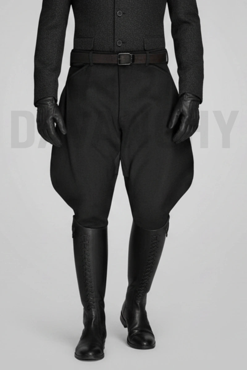 Men Black Breeches Pant for Equestrian Riding and Casual Wear-Front
