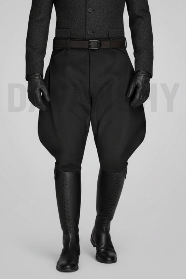 Men Black Breeches Pant for Equestrian Riding and Casual Wear-Front