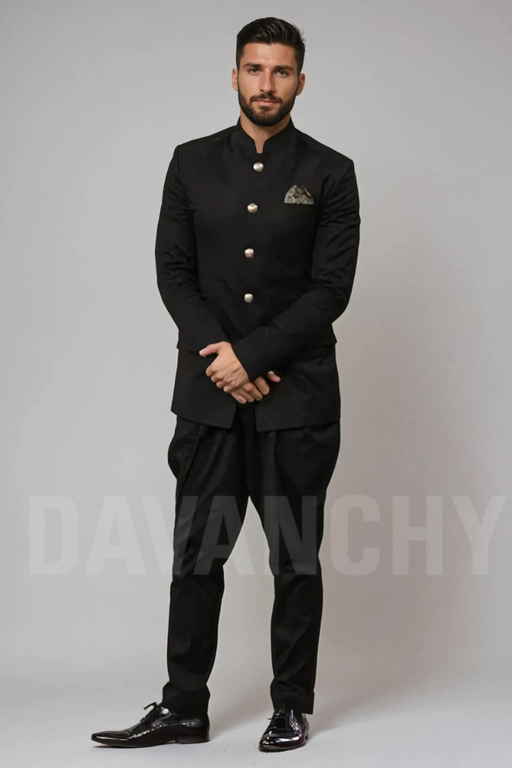 Men’s Black Breeches Suit-Front