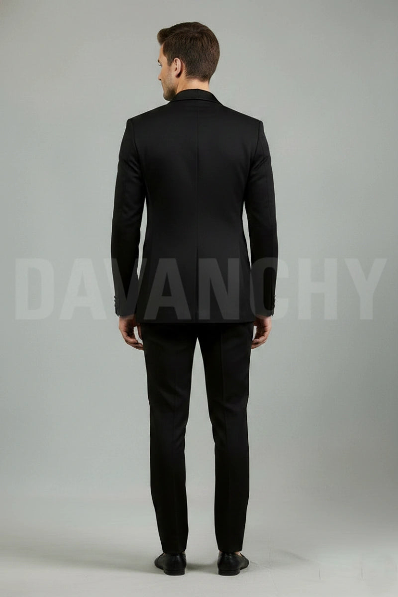 Elegant Black Reception Suit for Men-Back