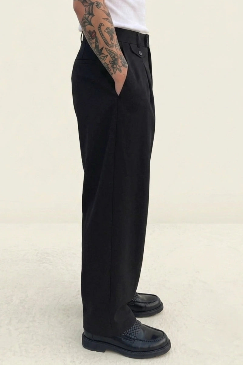 Men's Black Relaxed Fit Trousers (Side)