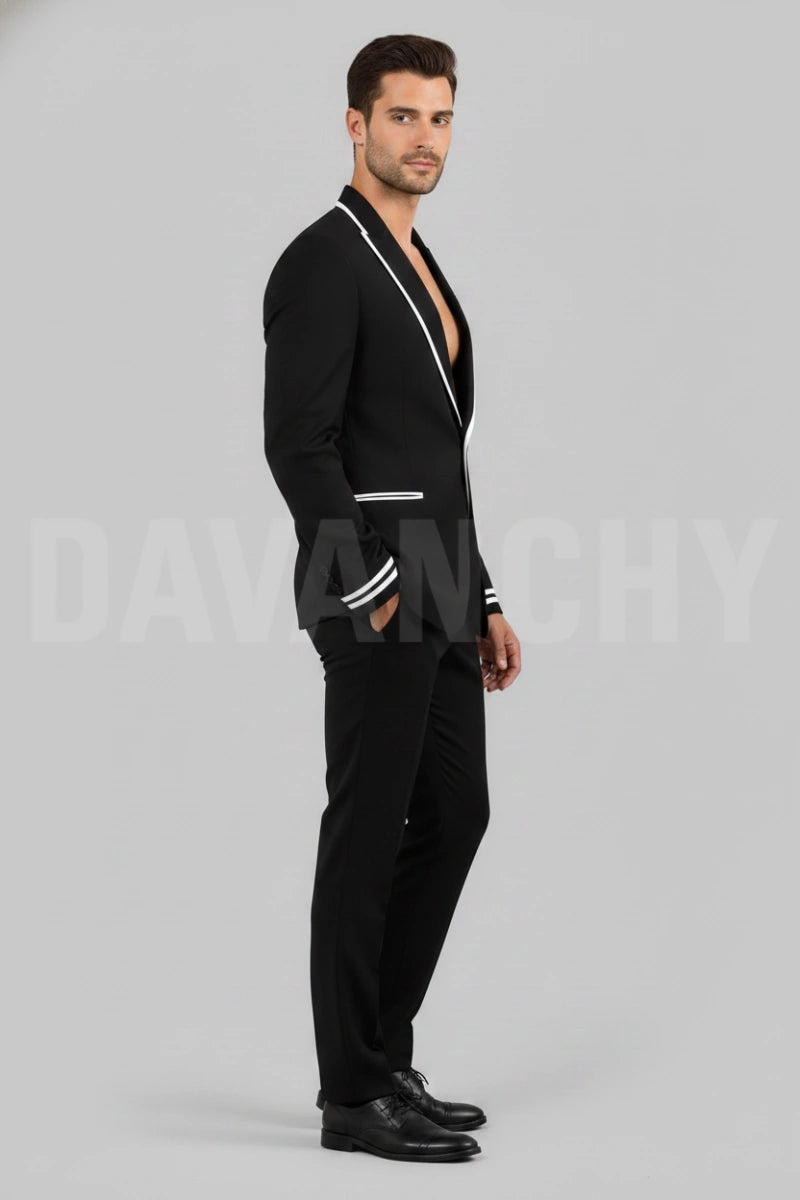 Snack embroidered two piece suit men-Side