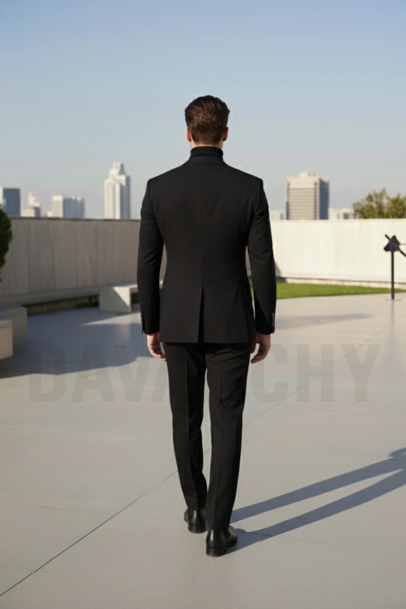Stylish Men’s Black Two Piece Suit Formal Wear-Back