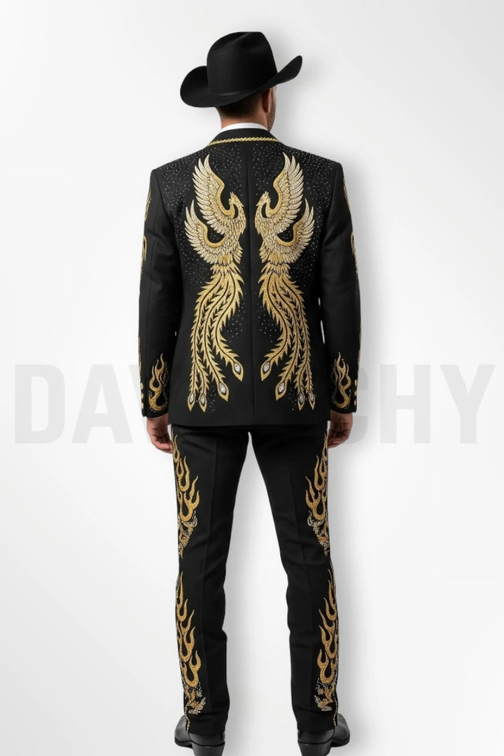 Elegant Black Designer Suit-Back