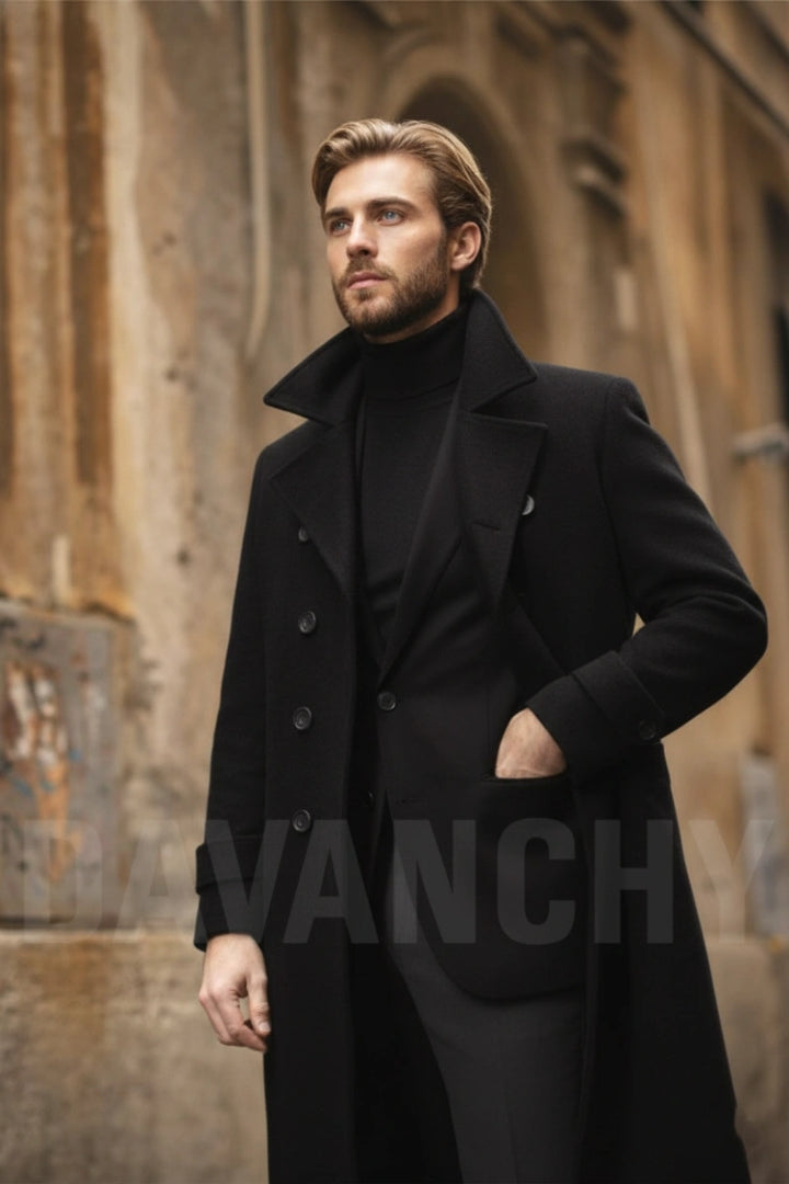 Elegant men long coat-Front