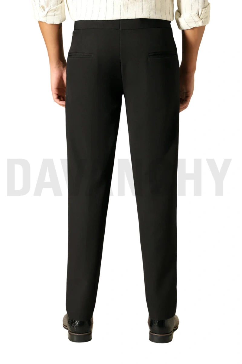 Men Black Tailored Gurkha Trousers-Back