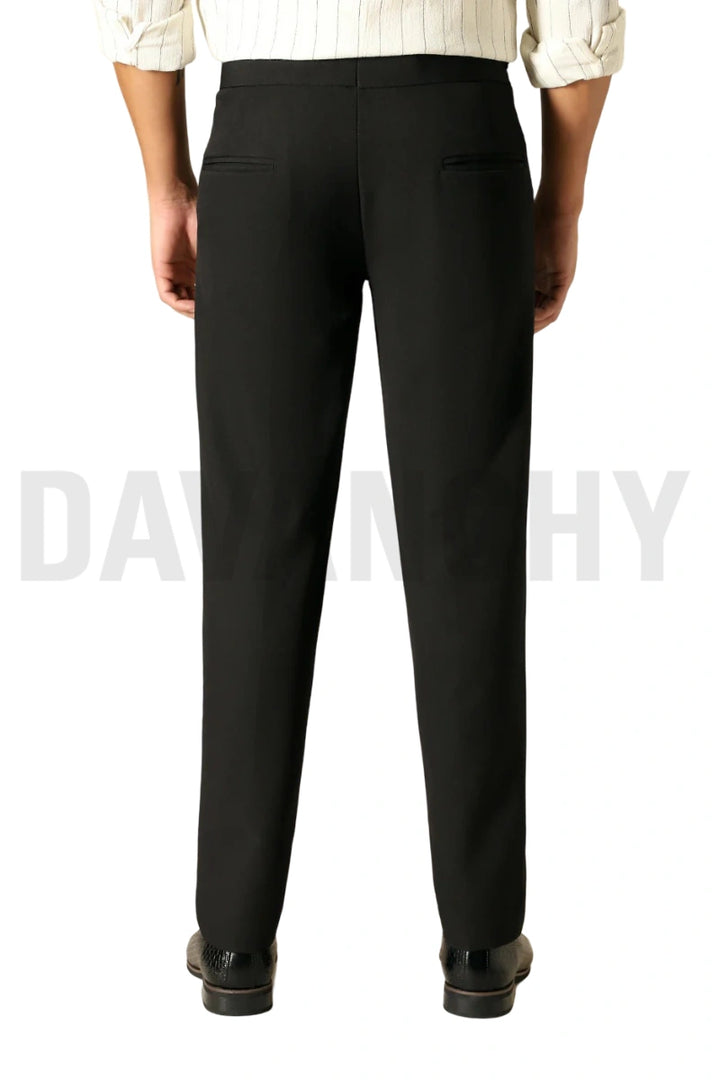 Men Black Tailored Gurkha Trousers-Back