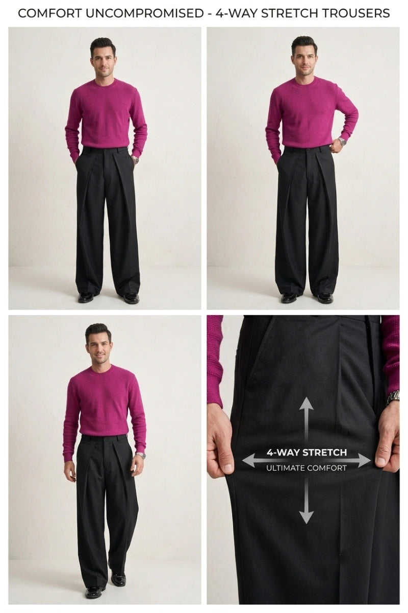 Black vintage style pleat pants
