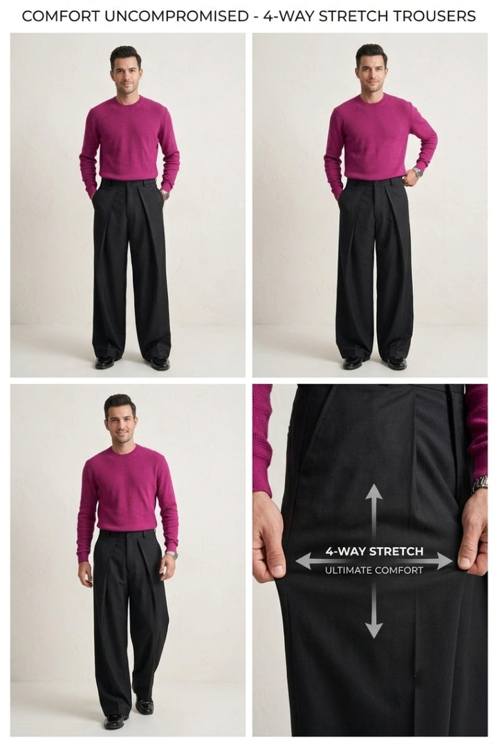 Black vintage style pleat pants
