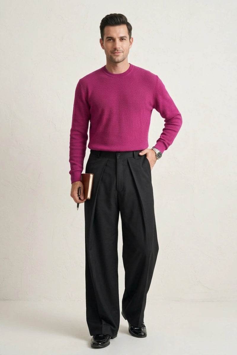 Men inverted pleat pants full front