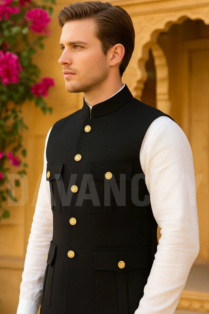 men sleeveless black jacket