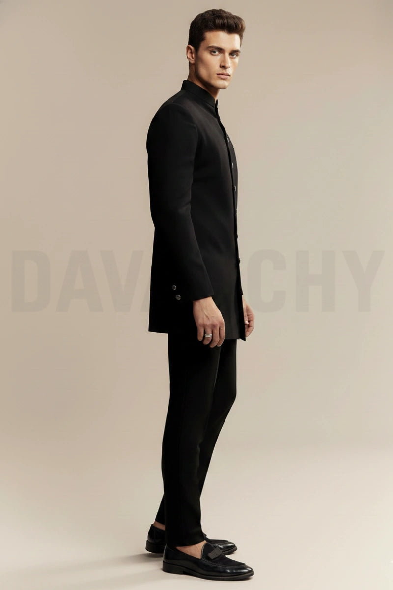 Men black wedding suit-Side